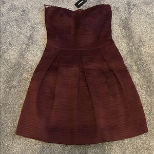 Express Strapless Burgundy Dress